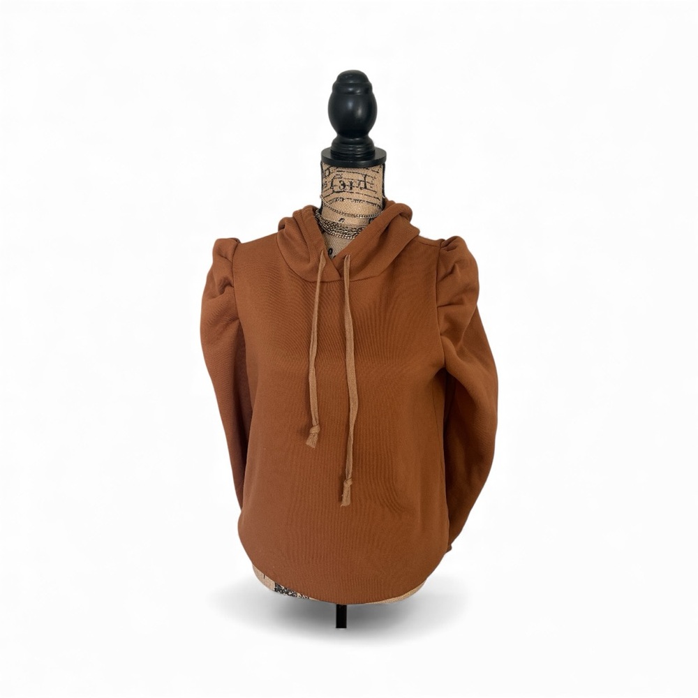Brown Puff Sleeve Hoodie